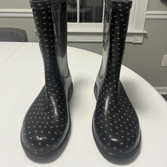 Womans Size 9 Sloggers Rain & Garden Boots Black/Pink Polka Dot Waterproof - Picture 1 of 6